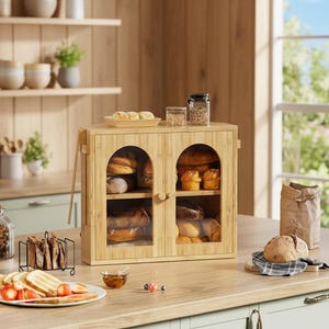 Wooden Bread Box With Doors | Corner Bread Box | Vintage Bread Box | Large Bread Box | Bread Bin | Food Storage | Housewarming Gift