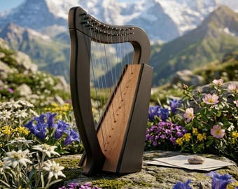 12-String Rosewood Pentatonic Baby Harp – Handmade Musical Instrument, Beginner Friendly