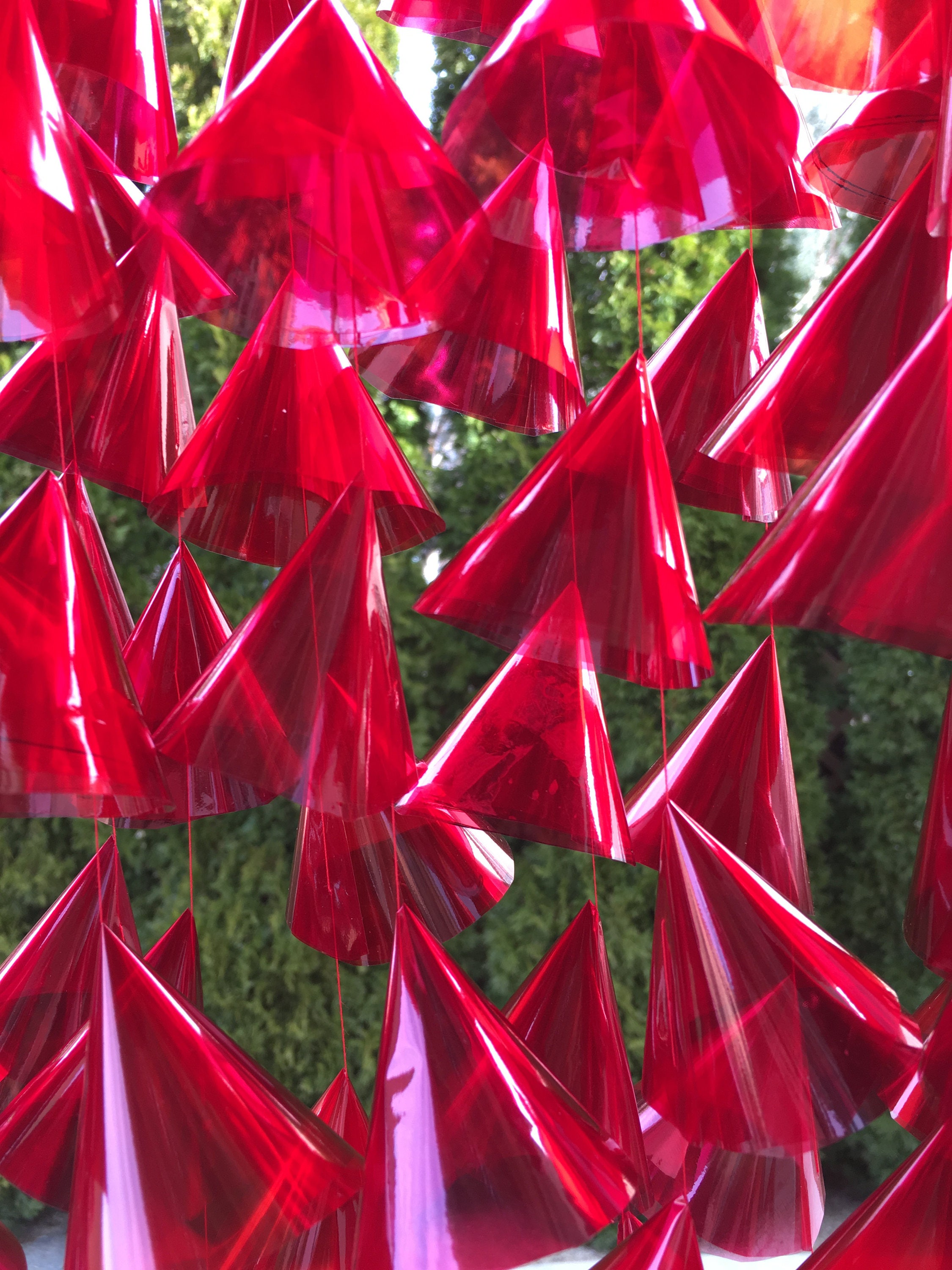 Red Cellophane Cone Backdrop / Wedding / Wall Hanging / Etsy