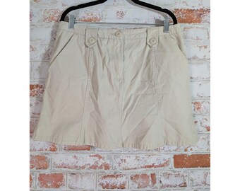 Minifalda cargo Route 66 para mujer, talla 14, color caqui tostado, tiro bajo, algodón, estilo Y2K.