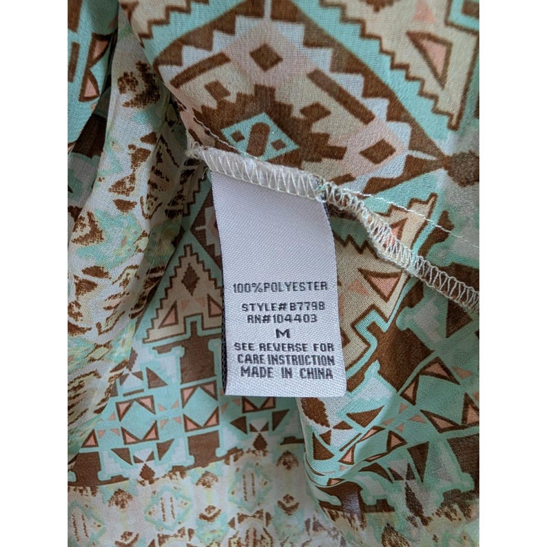 Anthropologie Blu Pepper Vintage Blouse Women Medium Brown Boho Tribal image 3