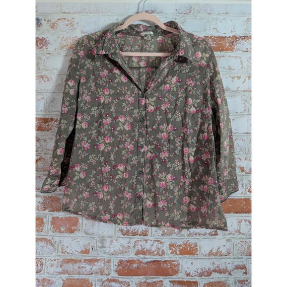 Old Navy Floral Button Down Shirt Womens XL Cottagecore Cottagecore Top