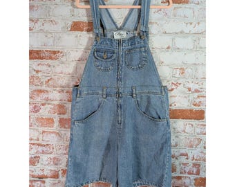 Chazza Denim Shortalls Women S Blue Vintage 90s Zip Front Overalls