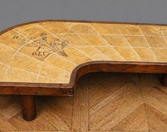 Mesa de centro biomórfica em cerâmica – assinada por Barrois – década de 1950/60