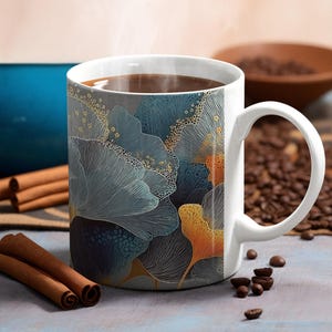Abstract Fractal Ceramic Coffee Mug: Abyssal Brew Art