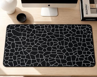 Gaming Desk Mat for Tech Decor Modern Setup Black Abstract Mosaic Mouse Pad