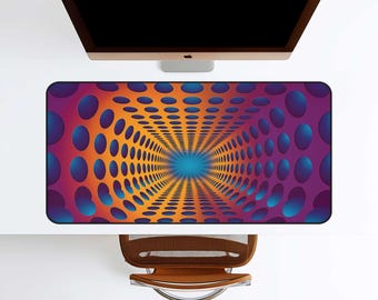 Psychedelic Desk Mat Large Mouse Pad Dot Tunnel Pattern home office setup