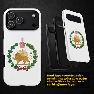 Pahlavi Coat Arms Matte Tough Phone Case Iran Lion Sun Gift For Iranians imagen 2