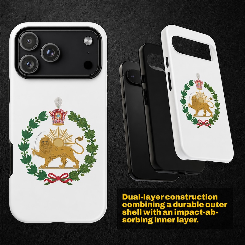 Pahlavi Coat Arms Matte Tough Phone Case Iran Lion Sun Gift For Iranians imagen 2