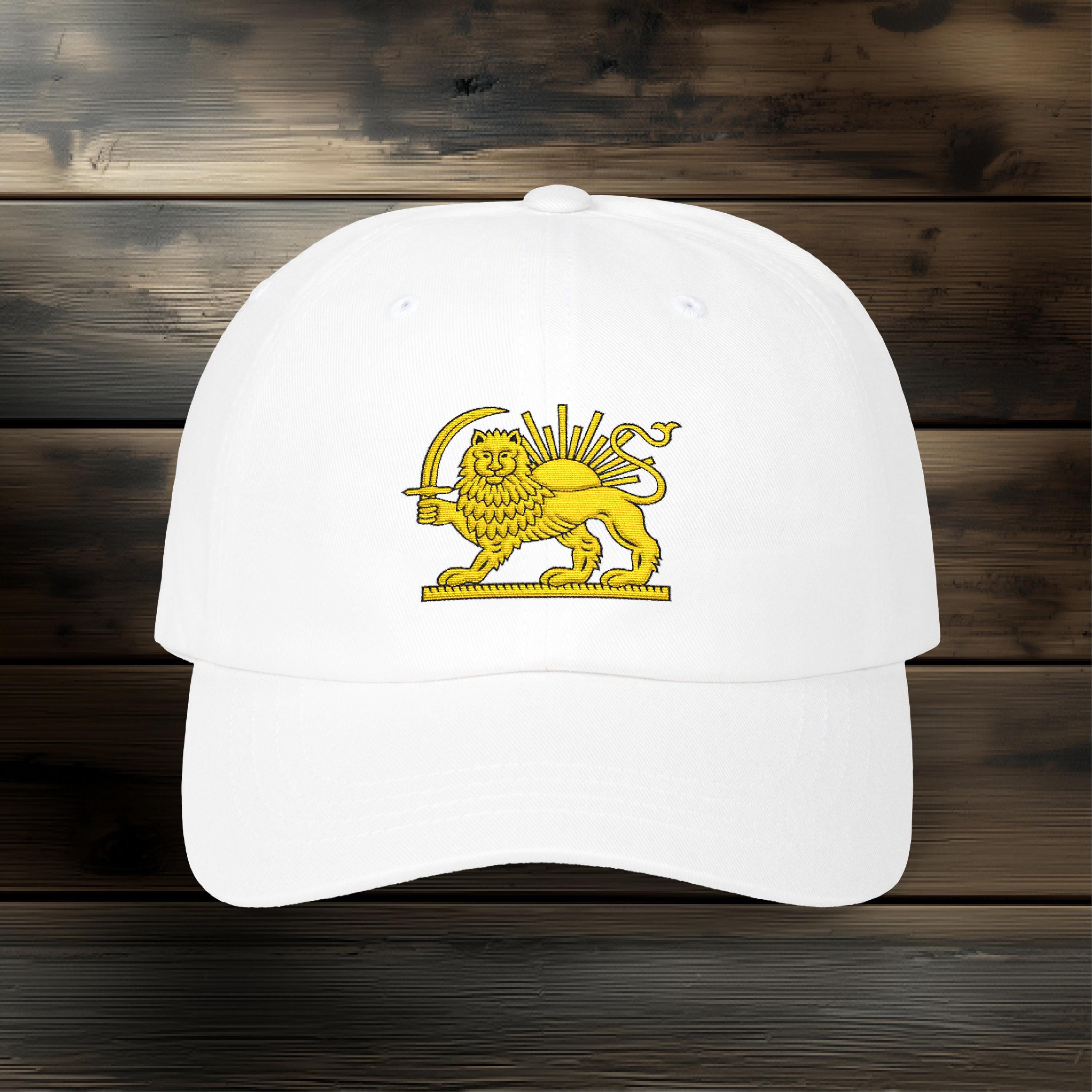 Persian Lion and Sun Embroidered Dad Cap: Iranian Heritage 