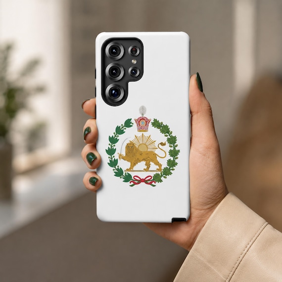 Pahlavi Coat Arms Matte Tough Phone Case Iran Lion Sun Gift For Iranians