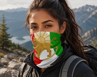 Braga para el cuello Shir Khorshid con la bandera iraní, mascarilla de forro polar con emblema de león y sol.