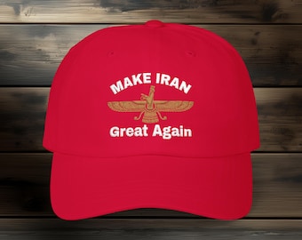 Gorra de algodón bordada con el emblema de Faravahar "Make Iran Great Again"