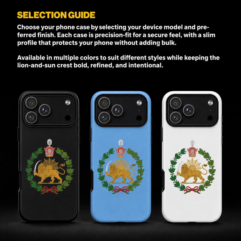 Pahlavi Coat Arms Matte Tough Phone Case Iran Lion Sun Gift For Iranians imagen 4