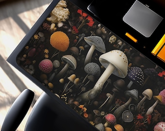 Dark Botanical Forest Mushroom Schreibtischmatte Cottagecore Aesthetic XL Maus Pad