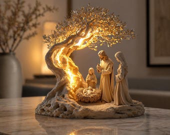 Statua del presepe - Albero illuminato, decorazione per la casa, regalo di Natale