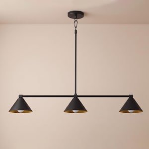 Chandelier Matte Black 3-Light Cone Pendant Ceiling Hanging Fixture Luxury Dining Room Kitchen Island Foyer Living Room Statement Lighting