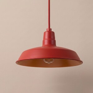 Hanging Light Red Industrial Dome Pendant Light Modern Ceiling Hanging Lamp Kitchen Island Dining Room Contemporary Lighting Fixture Decor.