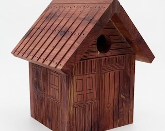 Handmade Wooden Birdhouse 9.125x9.75x10.75" - Rustic Cedar Bird House Garden Decor