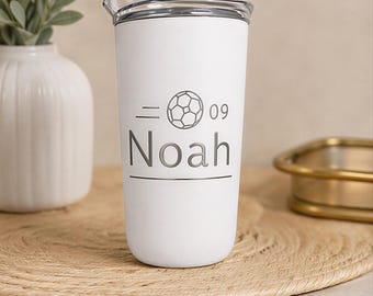 Personalized Soccer Tumbler, Custom Name 300ml Travel Cup, Football Fan Gift, Kids Team Gift, Stainless Steel Coffee Mug with Lid