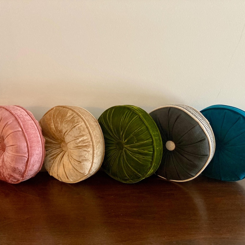 Round Teal Pillow Etsy