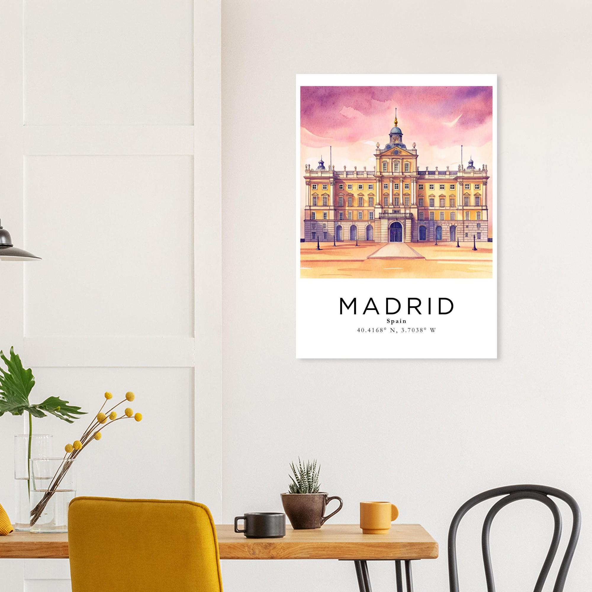 Madrid Watercolour Travel Poster | Personalized Cityscape Wall Art ...