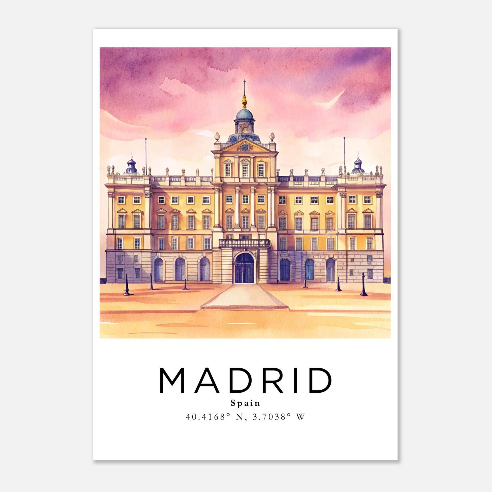 Madrid Watercolour Travel Poster | Personalized Cityscape Wall Art ...