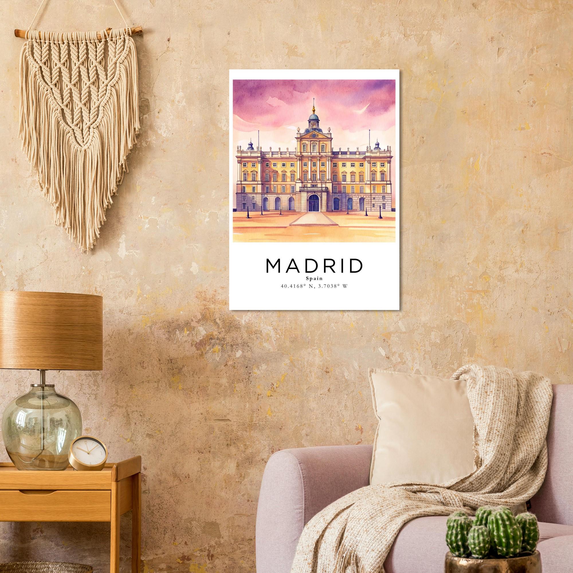 Madrid Watercolour Travel Poster | Personalized Cityscape Wall Art ...