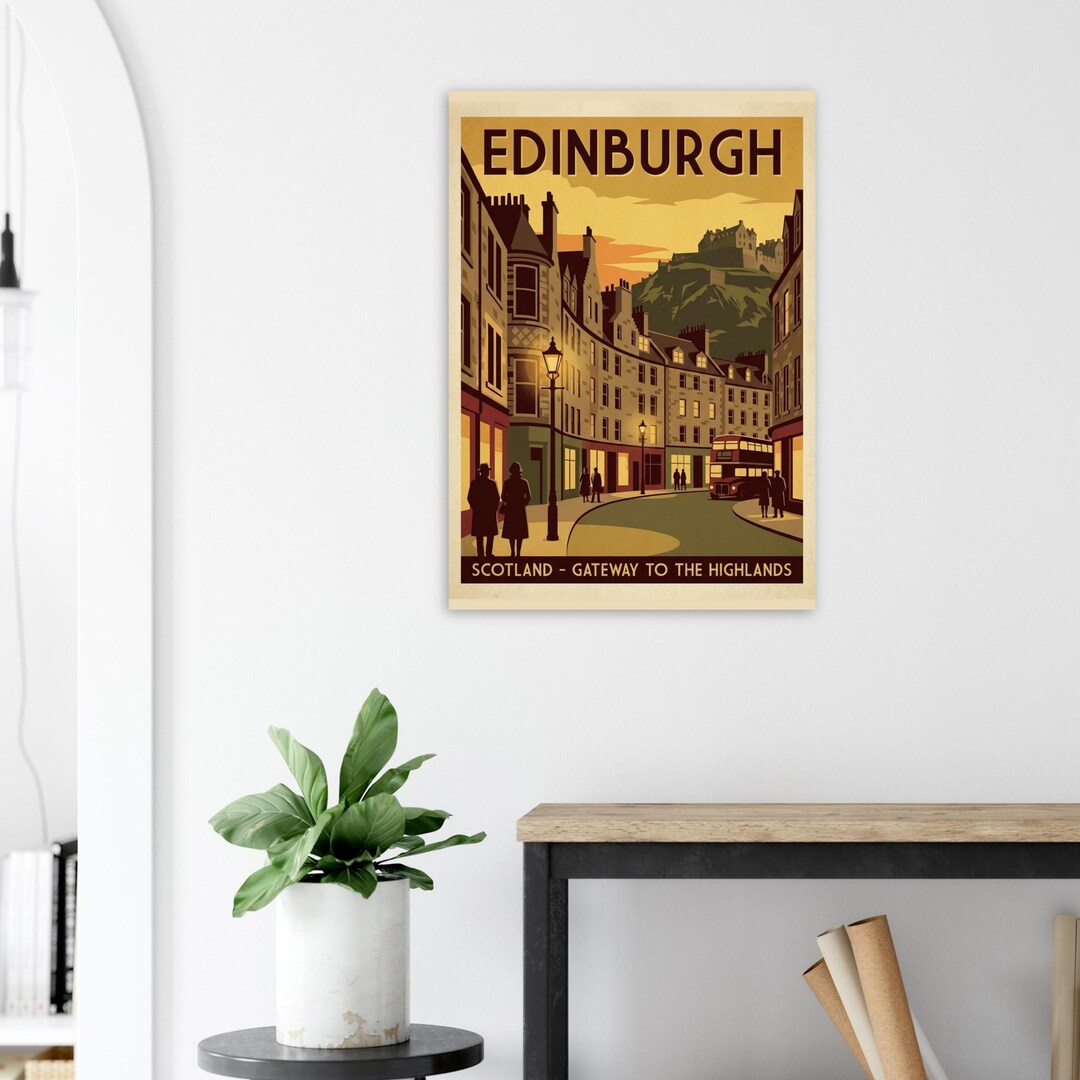 Retro Edinburgh Travel Poster Print | 1950s Vintage Style Edinburgh ...