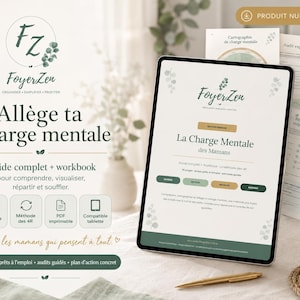 Charge mentale maman – Guide PDF & workbook, organisation familiale, méthode 4R, scripts couple, planner à imprimer