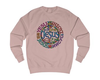 Sudadera con círculo de Jesús en vidrieras / Icono de la cruz de la fe cristiana