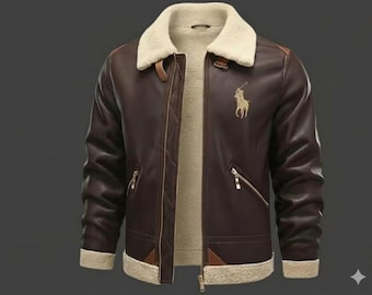 Authentic Handmade Cowhide Leather Polo Jacket for Men – Premium Wear
