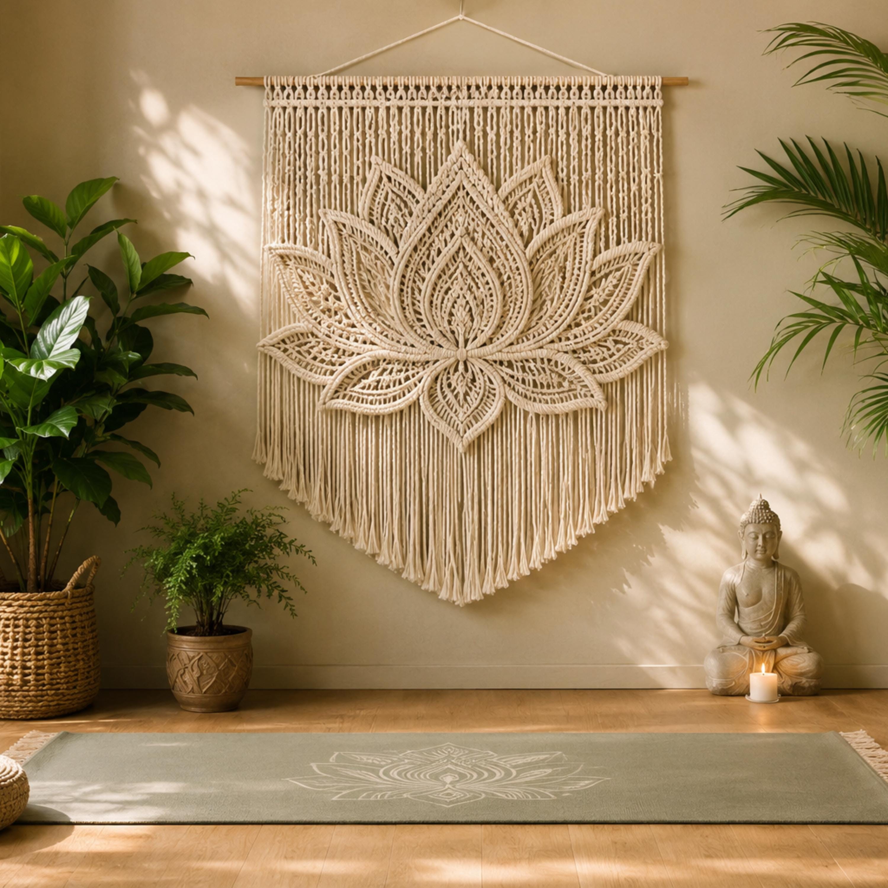 18 Lotus Flower Crochet Patterns for Beautiful Decor, Gifts, and Giftable Makes 10 Crochet Lotus Flower Macrame Wall Hanging
