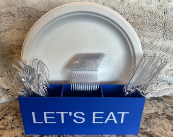 10 3/8" Disposable Paper Plate & Utensil Holder, Plate Caddy