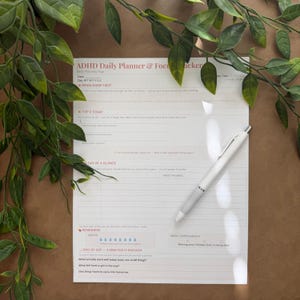 ADHD Daily Planner Template – Brain-Friendly Focus Tracker, Habit Log (Canva)