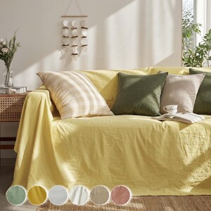 Housse de canapé lavable en coton | Jeté de canapé bohème neutre | Protection pour canapé | Housse de canapé