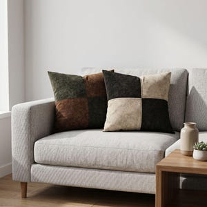 Denim Splicing Pillow Cover, 45x45cm Square Cushion Case, Polyester Sofa Cushion Cover, Minimalist Patchwork Throw Pillow for Home
