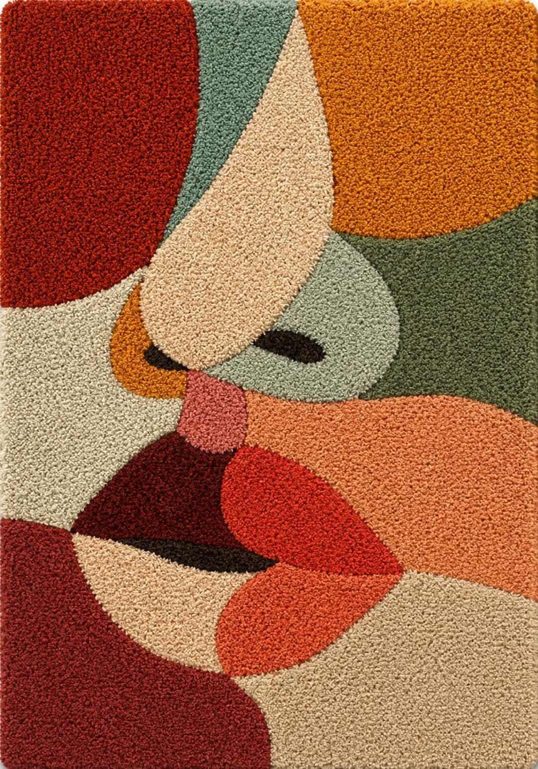 Abstract Face Tufted Rug, Modern Hand Tufted Wool Carpet, Scandinavian ...
