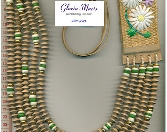 Collana XL, collana realizzata con materiali naturali, collana boho, collana grande e funky, gioielli unici fatti a mano, 2221-2224