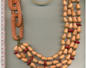 Halskette XL Statement, Halskette aus Naturmaterialien, Boho Halskette, chunky funky big necklace, handgemachter Unikatschmuck,  2221-2279