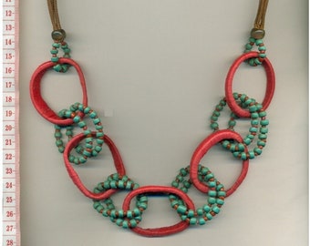 Halskette XL Statement, Halskette aus Naturmaterialien, Boho Halskette, chunky funky big necklace, handgemachter Unikatschmuck,  2221-2290