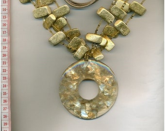 Collier XL déclaration, collier en matériaux naturels, collier boho, gros collier funky, bijoux uniques faits à la main, 2221-2238