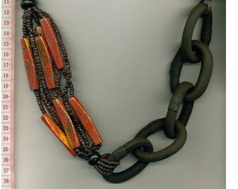 Collier, collier de déclaration XL, bijoux de déclaration funky, collier coloré, collier trapu, grand collier, unique fait à la main / 22-1818