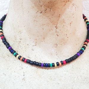 Pride necklace men women and queers with 5 mm wooden beads, 45 cm / Boho Ethno Beach, Island Beachwear, OBX Fashion, CSD Festival LGBT, BG2908 image 1