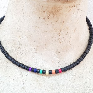 Pride necklace men women and queers with 5 mm wooden beads, 45 cm / Boho Ethno Beach, Island Beachwear, OBX Fashion, CSD Festival LGBT, BG2957 image 1