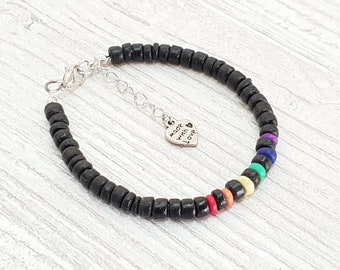 Pride Bracelet, LGBT Queers Women Men, 5 mm Coconut, Boho Beachwear, OBX Fashion, Surfer Jewelry, Friendship Bracelet, CSD Festival BG2954