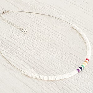 Pride Collection necklace with 5 mm shells and wooden beads, length approx. 45 cm / Surfer Beach, Boho Island Beachwear, OBX Fashion, LGBT, BG2894 image 1