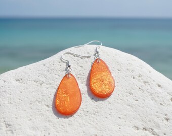 Capiz Muschel Ohrhänger 16x32mm, Boho real shell, bunter Sommerschmuck, OBX Surfer-Jewelry Summer Beach Fashion
