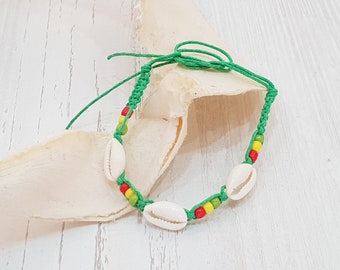 Surfer macrame shell beach bracelet, boho beachwear, OBX fashion, surfer jewelry, friendship bracelet, festival jewelry BG3136