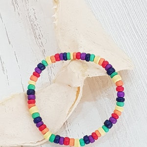 Surfer Beach Bracelet 5 mm, Pride Collection, Coconut Beads, Boho Beachwear, OBX Fashion, Surfer Jewelry, Friendship Bracelet, LGBT/ BG2898 image 3